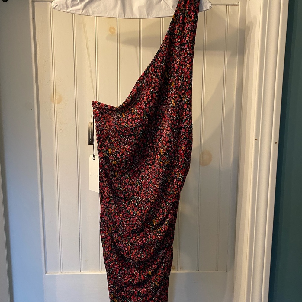 Keith pink lemonade Jordana flower 1 shoulder dress